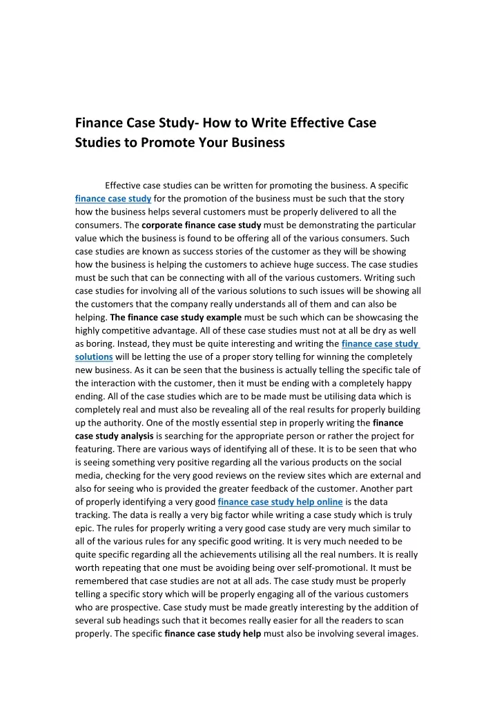 finance case study how to write effective case