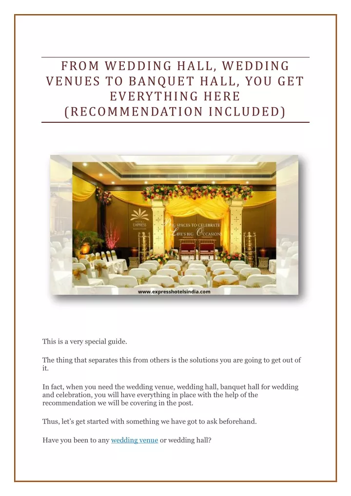 from wedding hall wedding venues to banquet hall