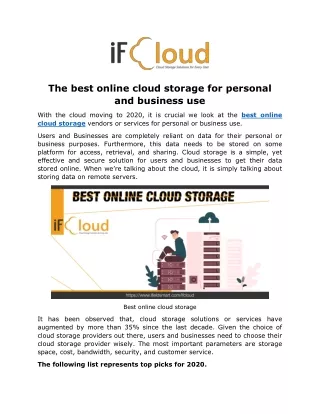 The best online cloud storage for personal and business use