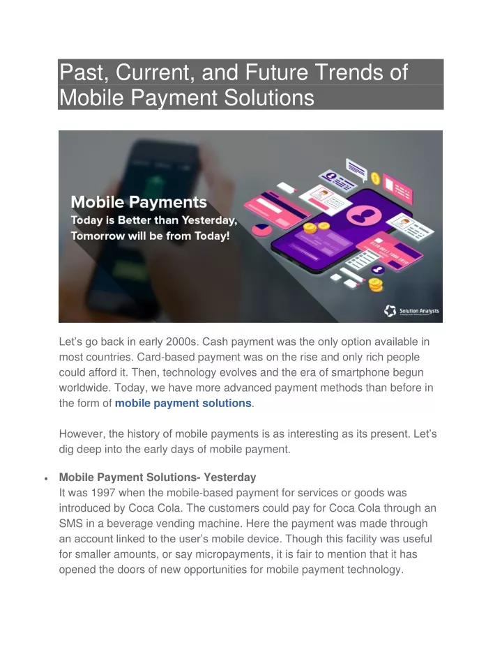 past current and future trends of mobile payment