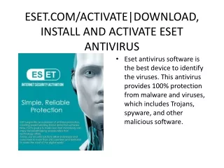 Download, install and activate eset antivirus