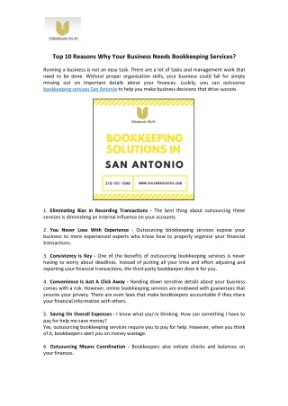 Best Option for Business Bookkeeping San Antonio