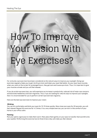 How To Improve Your Vision With Eye Exercises?