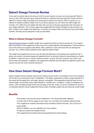 Detoxil Omega Formula Review – Astonishing Black Friday Offer!! Boosts Your Energy
