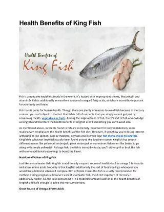 Health Benefits of King Fish