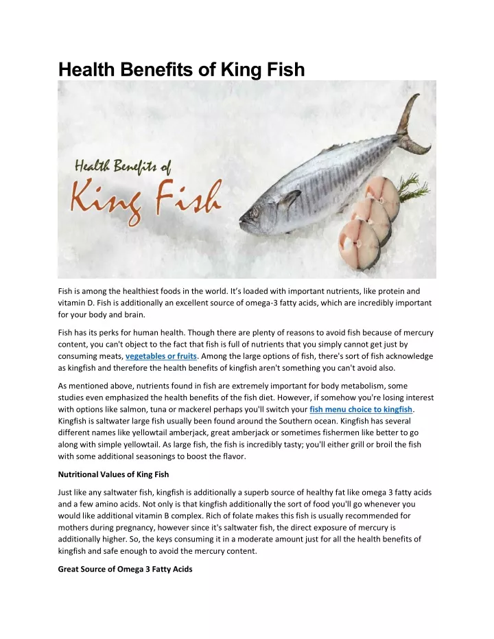 health benefits of king fish