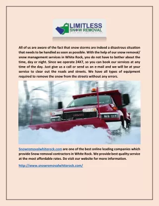 Snow Removal In White Rock - Snow Removal White Rock