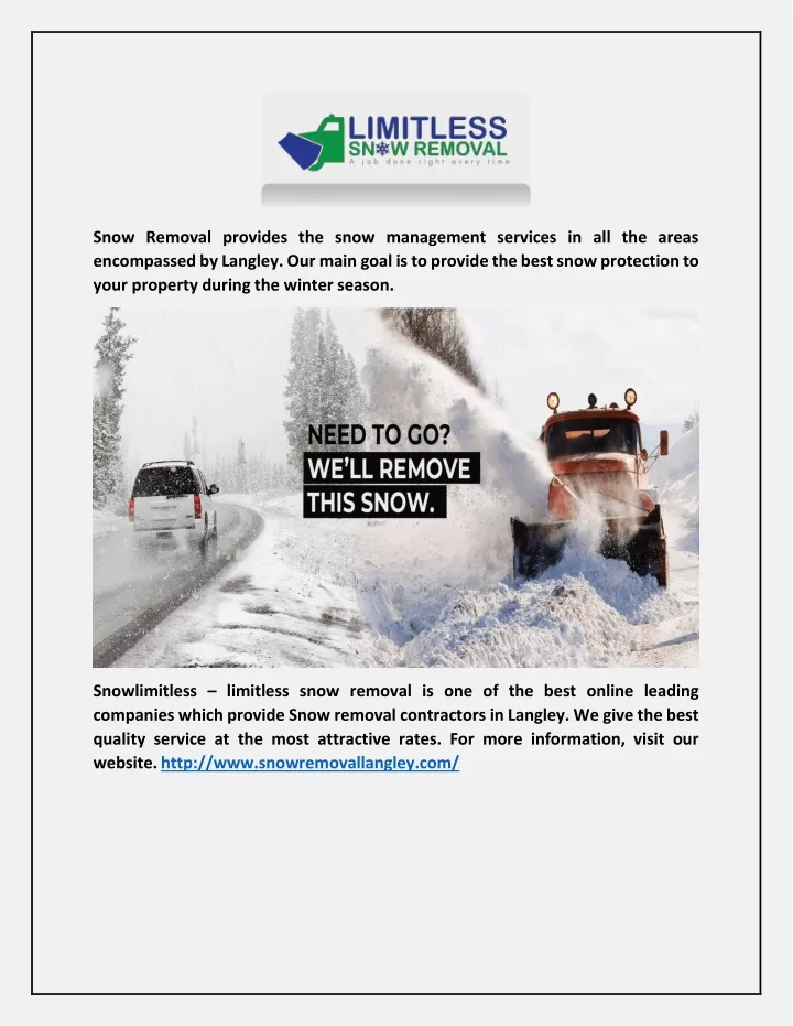snow removal provides the snow management