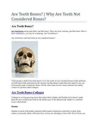 Are Teeth Bones? | Why Are Teeth Not Considered Bones?