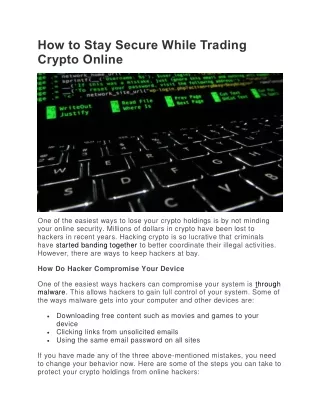 How to Stay Secure While Trading Crypto Online