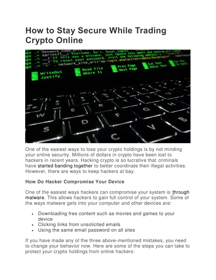 how to stay secure while trading crypto online