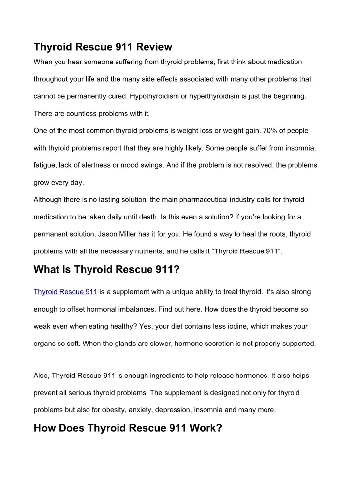 thyroid rescue 911 review