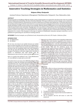 Innovative Teaching Strategies in Mathematics and Statistics