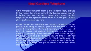 Ideal Cordless Telephone