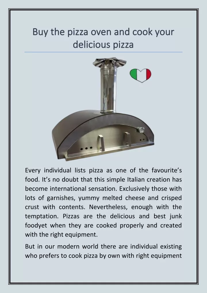 buy the pizza oven and cook your buy the pizza