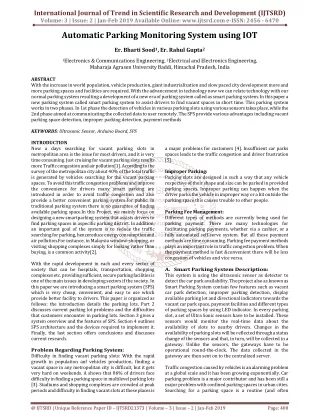 Automatic Parking Monitoring System using IOT