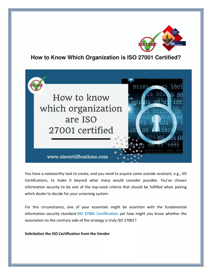 how to know which organization is iso 27001