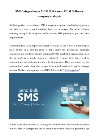 SMS Integration in MLM Software – MLM Software company malaysia