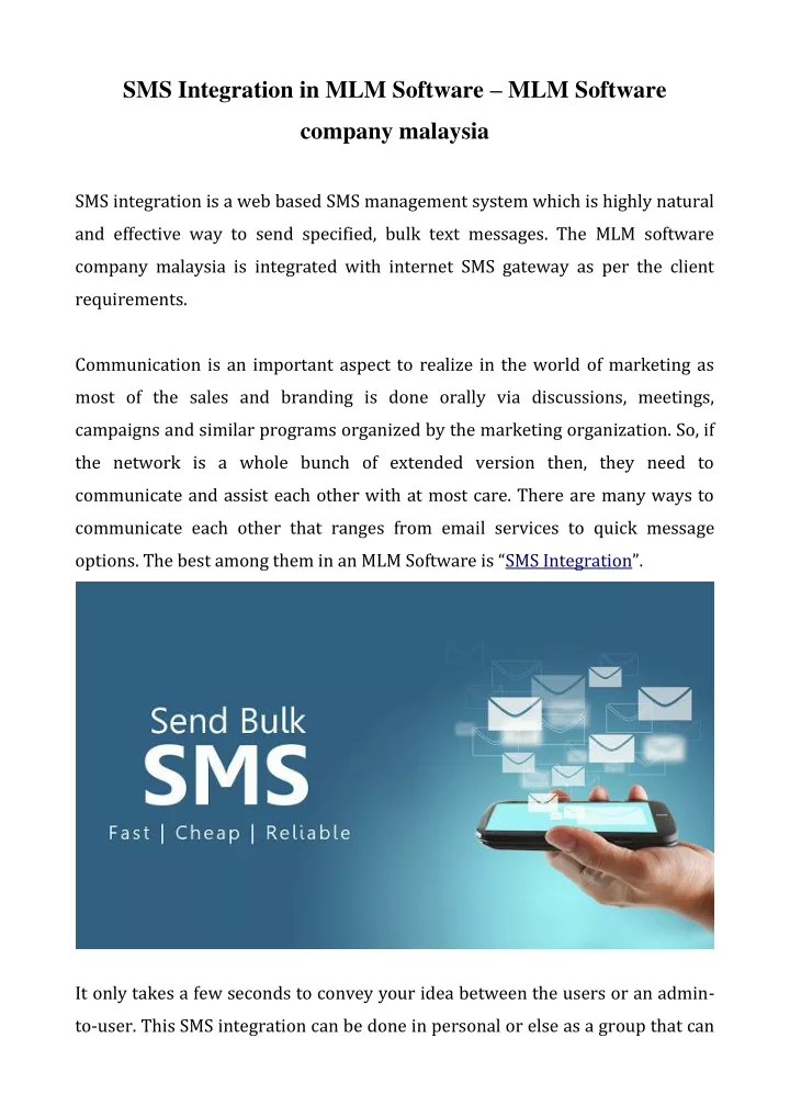 sms integration in mlm software mlm software