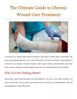 The Ultimate Guide to Chronic Wound Care Treatment