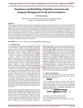 Simulation and Modelling of Pipeline Corrosion and Integrity Management in Oil and Gas Industry