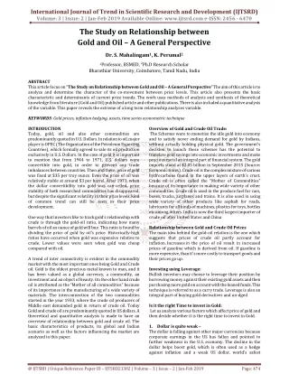 The Study on Relationship between Gold and Oil - A General Perspective