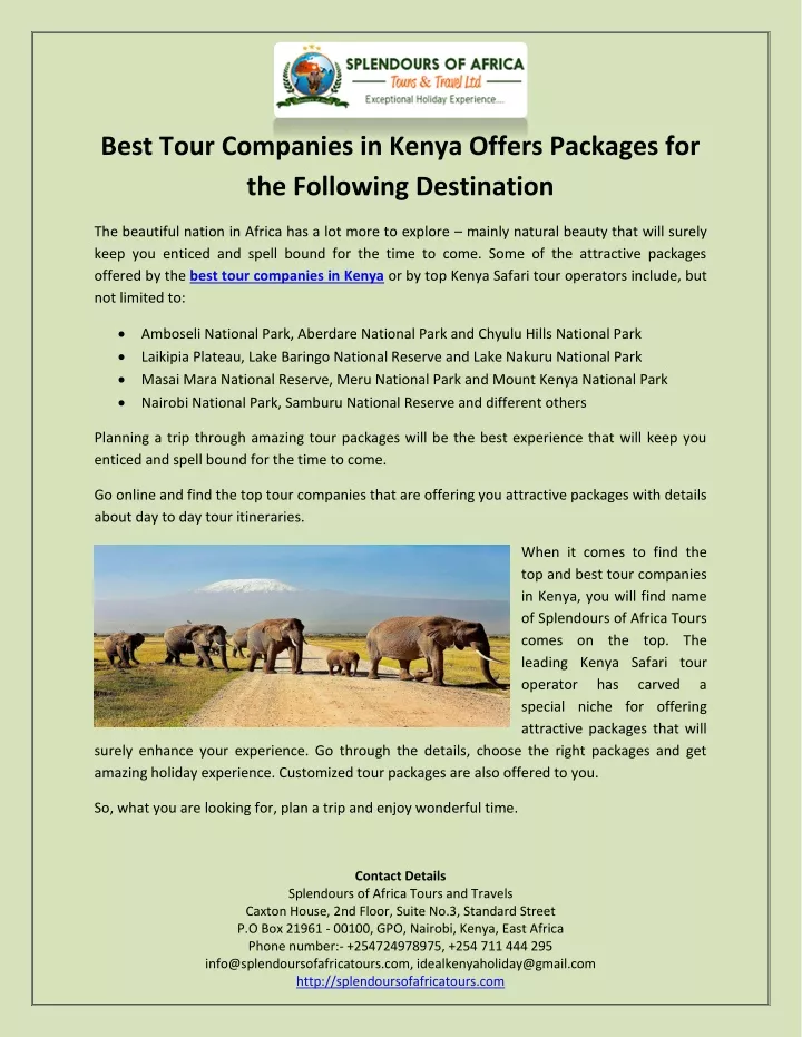 best tour companies in kenya offers packages