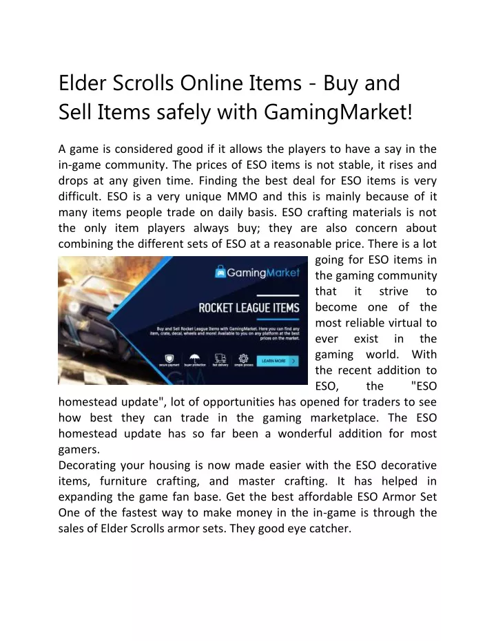 elder scrolls online items buy and sell items