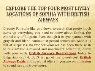 Explore the Top Four Most Lively Locations of Sophia with British Airways