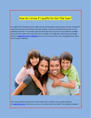 How do I know if I qualify for the Title loan?