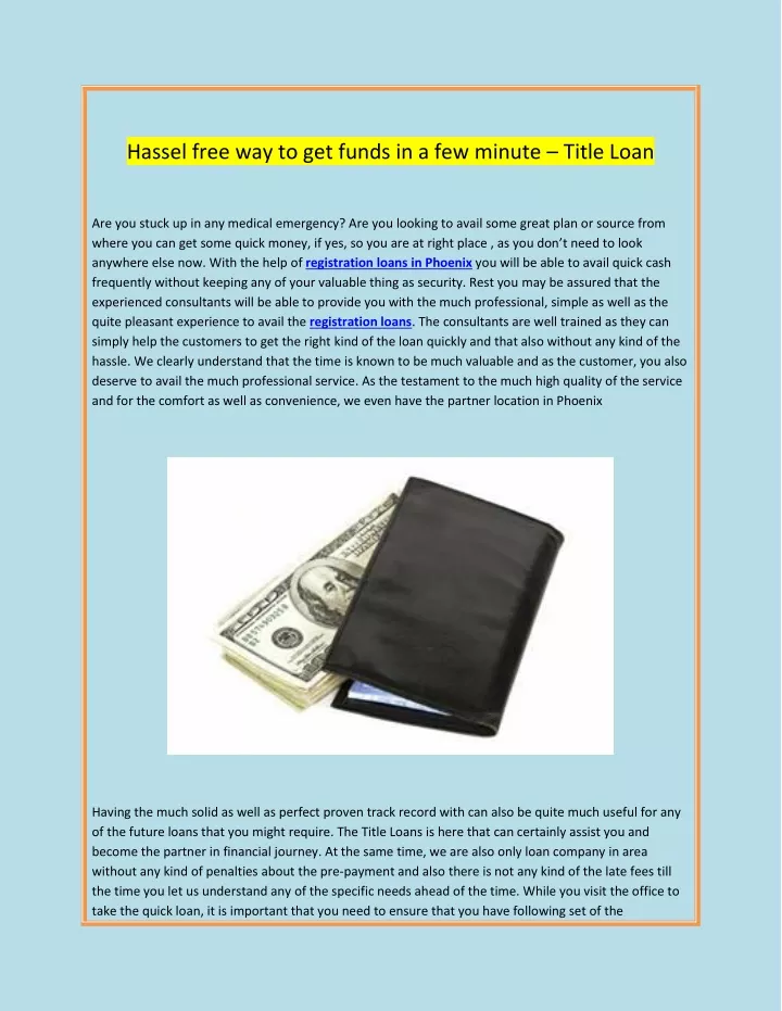 hassel free way to get funds in a few minute