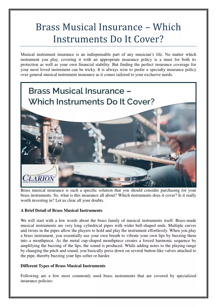 brass musical insurance which instruments