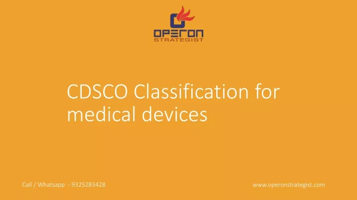 cdsco classification for medical devices