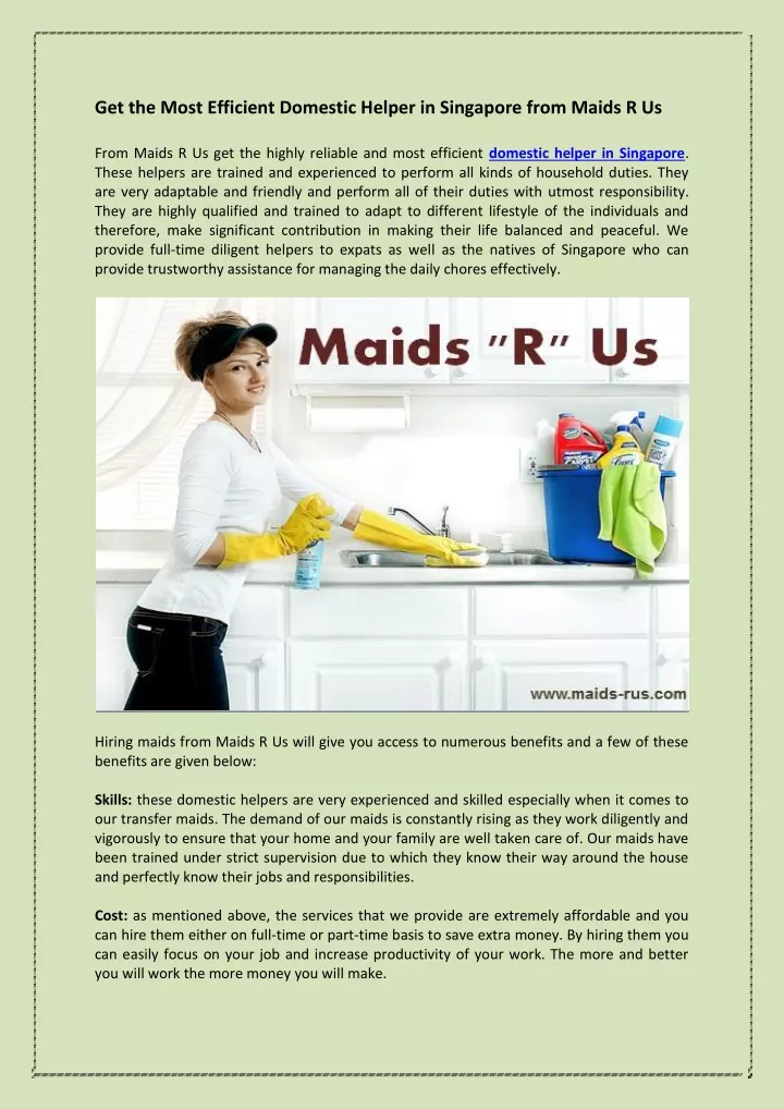 get the most efficient domestic helper