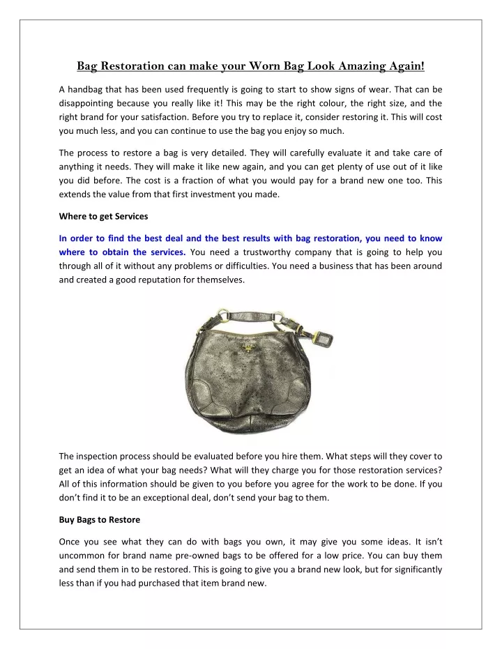 bag restoration can make your worn bag look