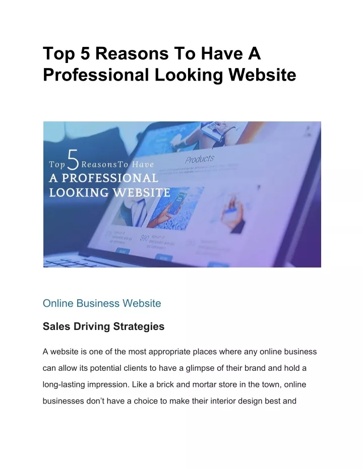 top 5 reasons to have a professional looking