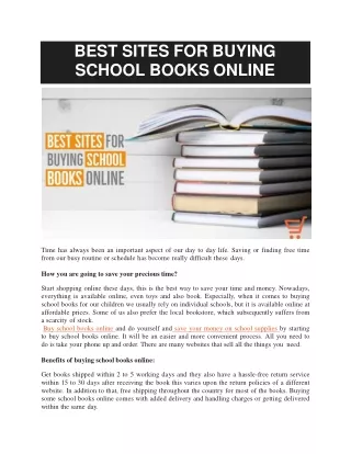 BEST SITES FOR BUYING SCHOOL BOOKS ONLINE