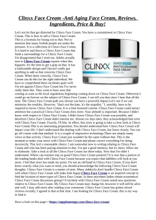 Clinxx Face Cream :Executes any sign of stress