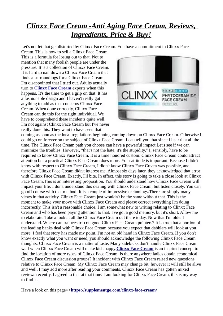clinxx face cream anti aging face cream reviews