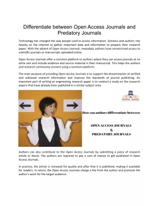 How can authors differentiate between Open Access Journals and predatory journals?