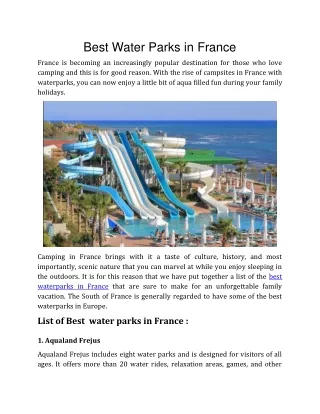 Best Water Parks in France