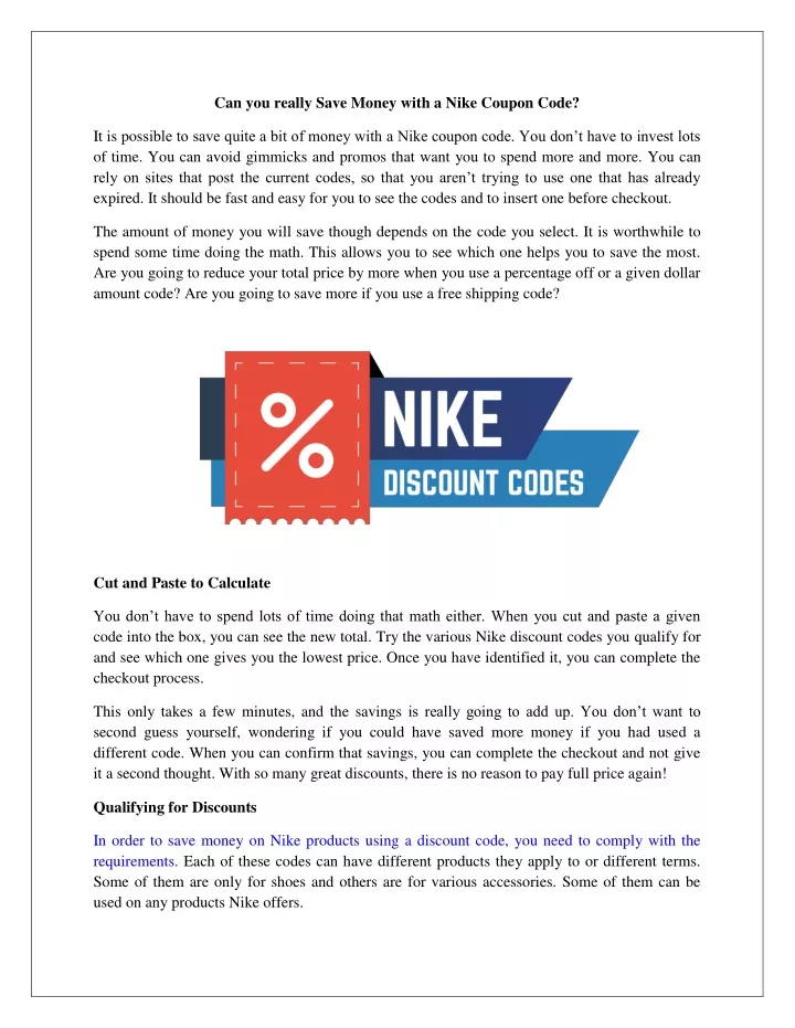 can you really save money with a nike coupon code