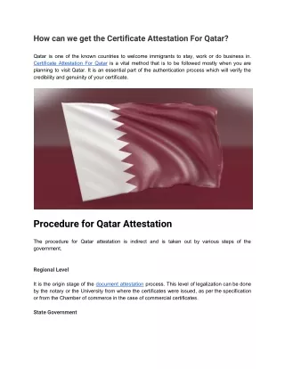 Certificate Attestation For Qatar