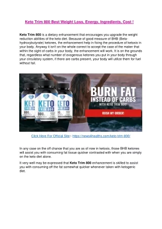 Keto Trim 800 Best Weight Loss, Energy, Ingredients, Cost !