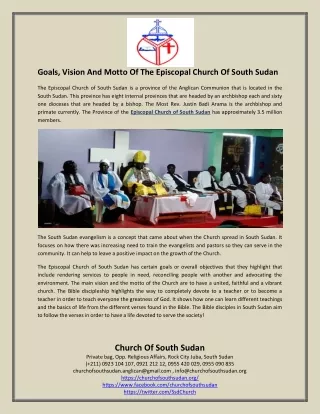 Goals, Vision And Motto Of The Episcopal Church Of South Sudan