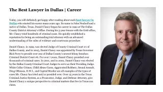 The Best Lawyer in Dallas | Career