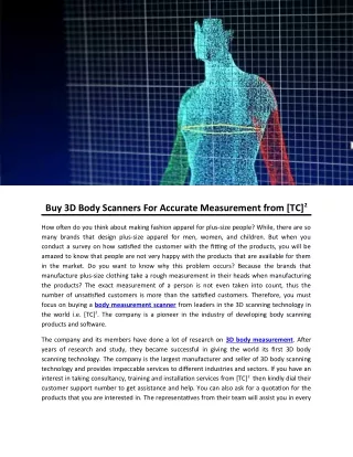 Buy 3D Body Scanners For Accurate Measurement from [TC]2