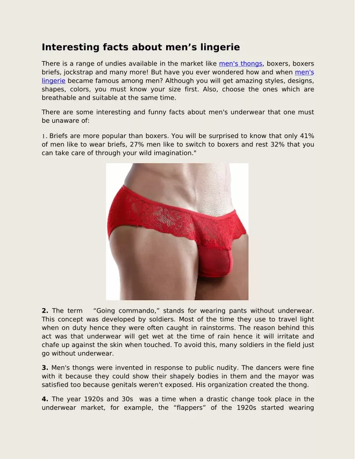 interesting facts about men s lingerie