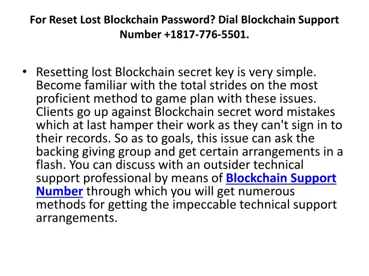 for reset lost blockchain password dial