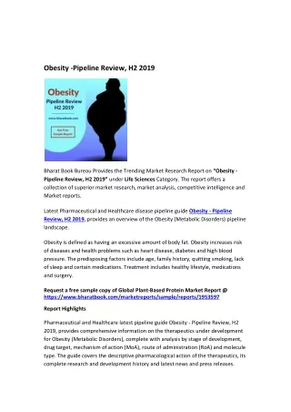 Obesity -Pipeline Review, H2 2019